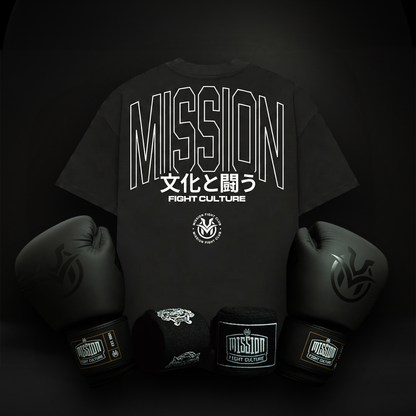 Boxing Bundle Kit (Boxing Gloves, Oversize T-shirt & Hand Wraps) Black Out