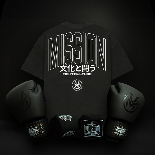 Boxing Bundle Kit (Boxing Gloves, Oversize T-shirt & Hand Wraps) Black Out