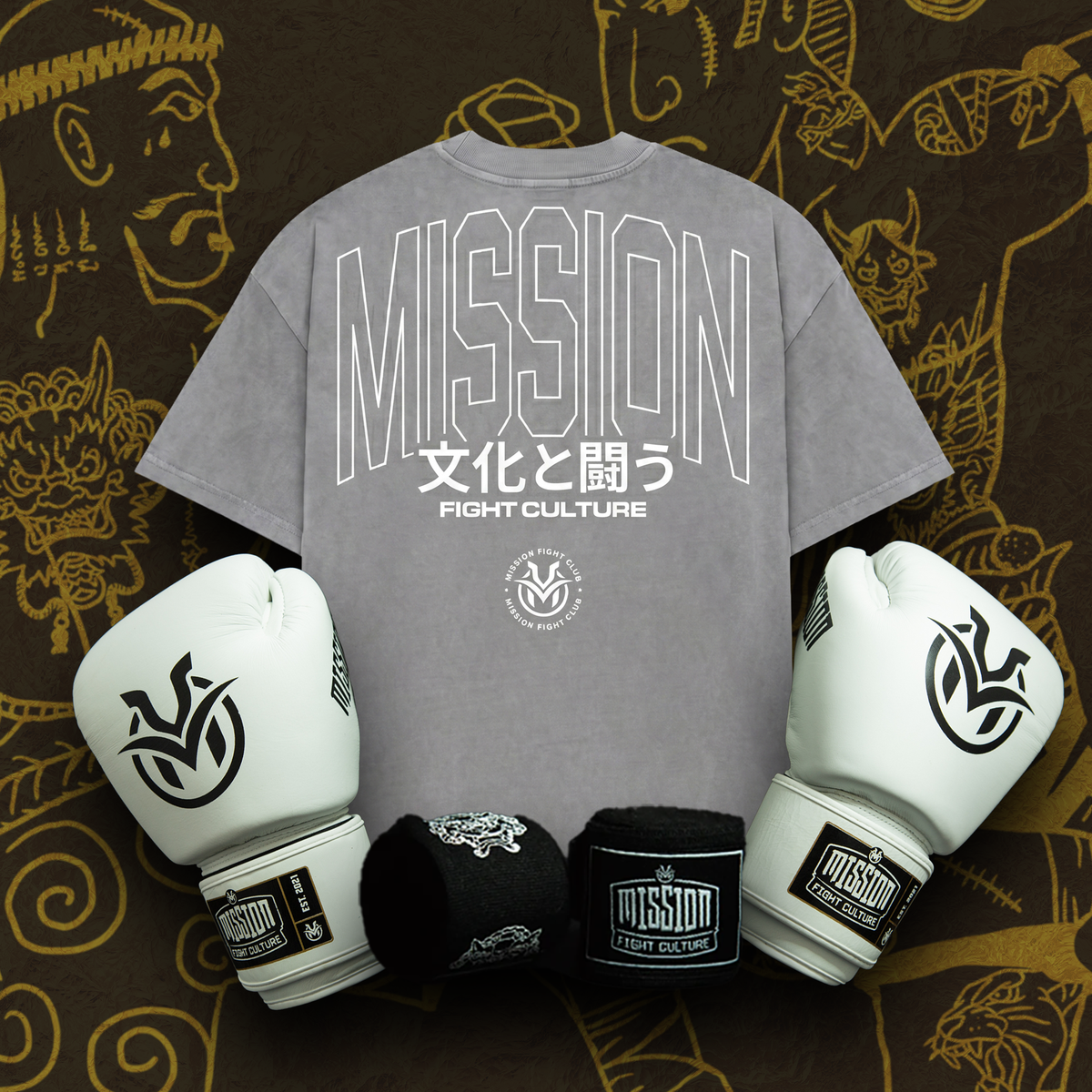 Sparring Bundle Kit (Boxing Gloves, Oversize T-shirt & Hand Wraps) Icy White