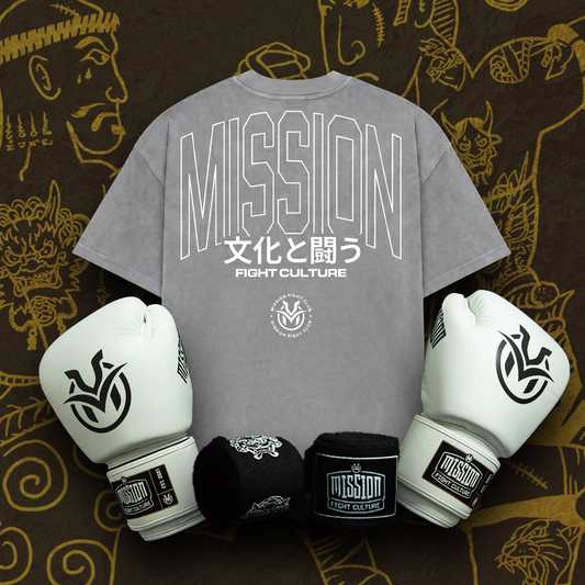 Sparring Bundle Kit (Boxing Gloves, Oversize T-shirt & Hand Wraps) Icy White